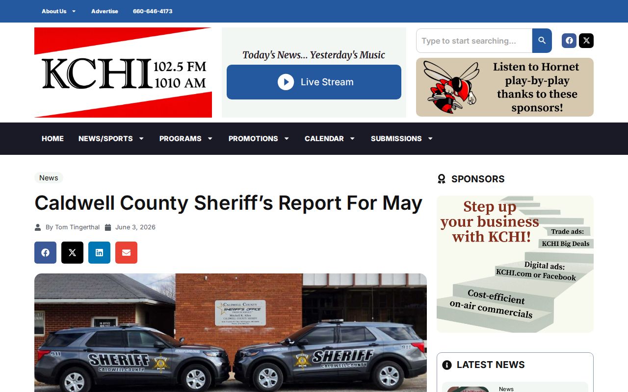 Caldwell County sheriff crime-news record report summary from KCHI